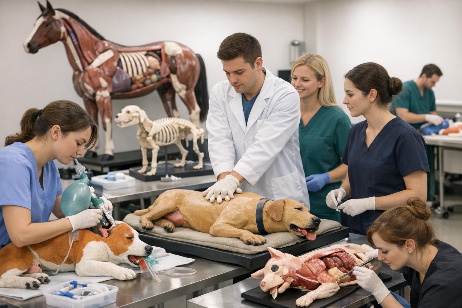 Opis zdjęcia: warsztaty weterynaryjne z użyciem modeli anatomicznych i fantomów